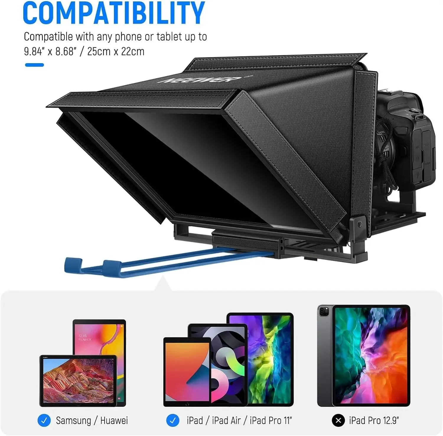 14 Aluminum Teleprompter for Ipad Tablet Dslr with Remote Ios/android Compatible