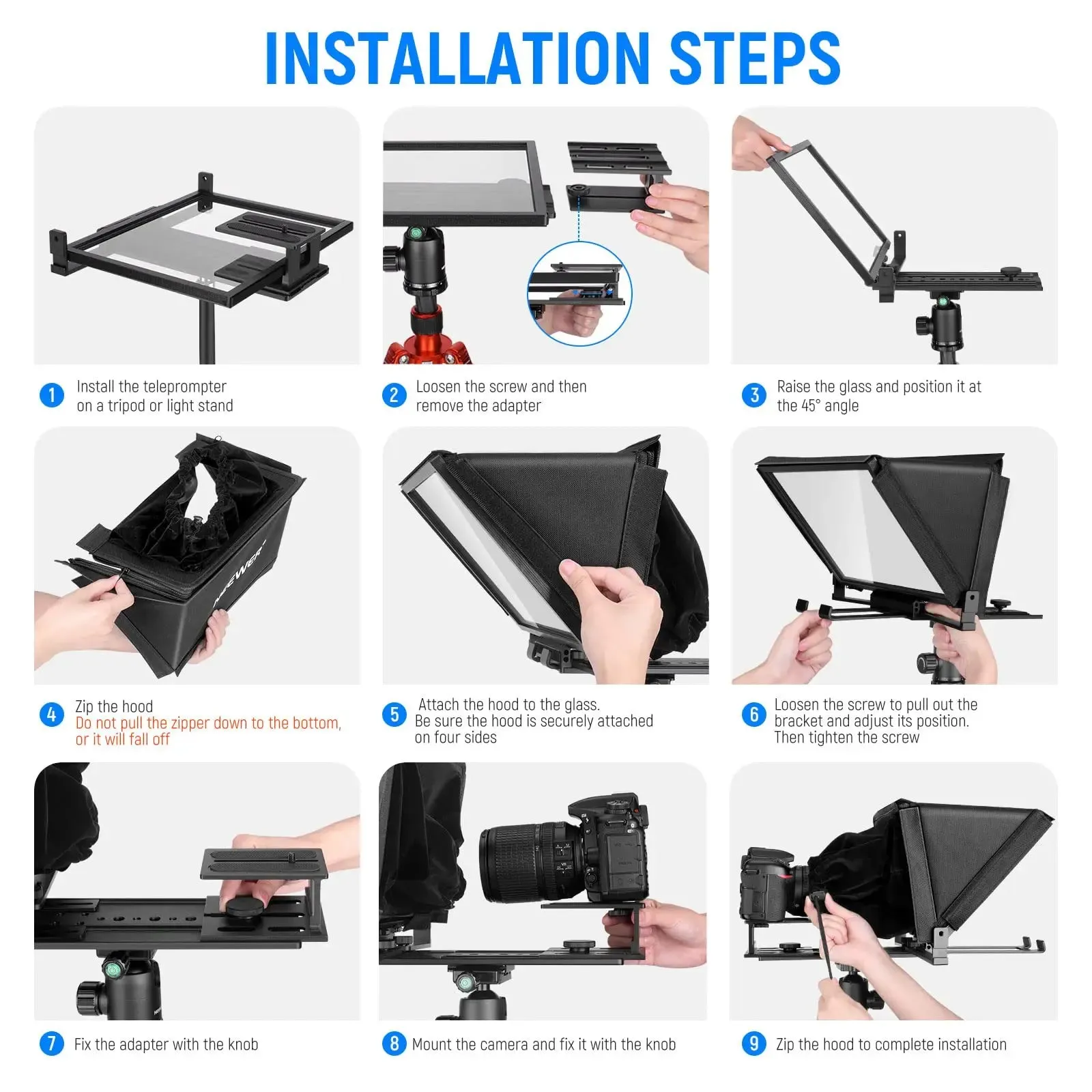 14 Aluminum Teleprompter for Ipad Tablet Dslr with Remote Ios/android Compatible