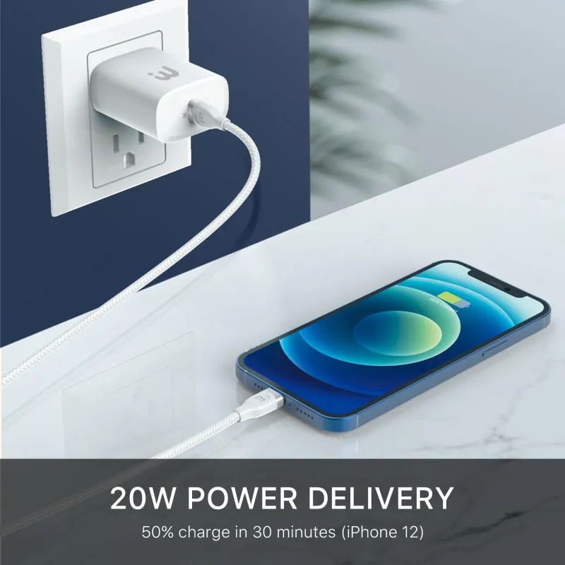 2-In-1 Fast Charging USB-C Wall Charger with 4FT Lightning Cable