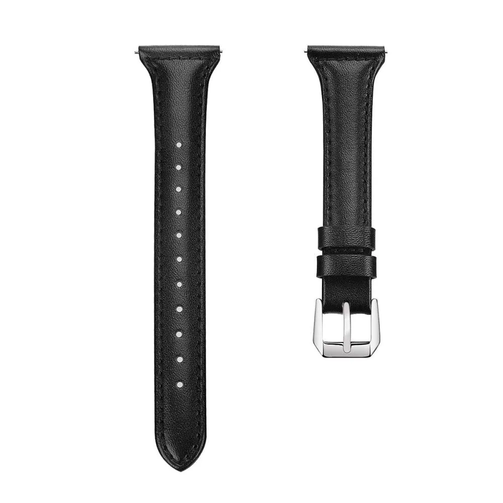 20mm Universal patterned genuine leather watch strap with - Black