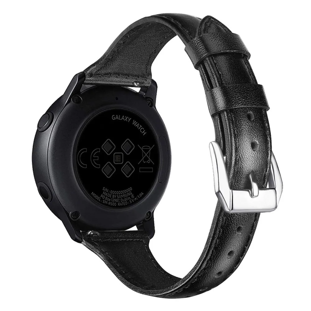 20mm Universal patterned genuine leather watch strap with - Black
