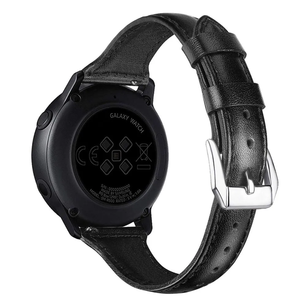 20mm Universal patterned genuine leather watch strap with - Black
