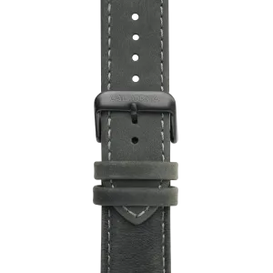 22mm Leather Dark Gray Gunmetal