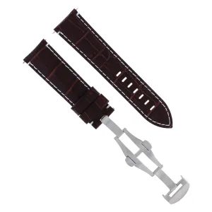 24MM LEATHER BAND WATCH STRAP DEPLOYMENT CLASP FOR BREITLING AVENGER BROWN WS