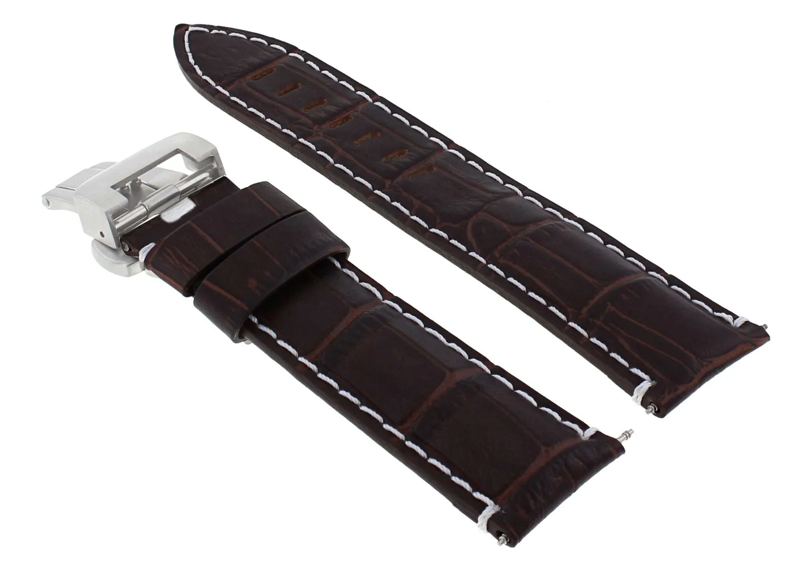 24MM LEATHER BAND WATCH STRAP DEPLOYMENT CLASP FOR BREITLING AVENGER BROWN WS