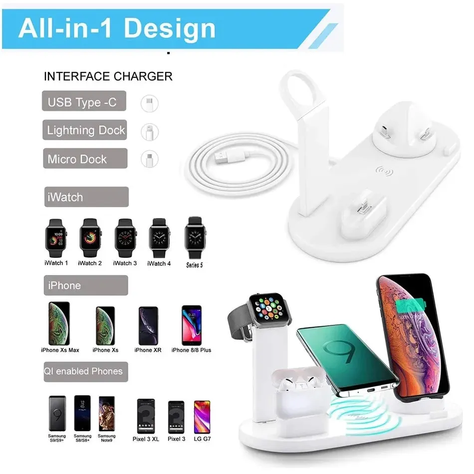 5 in 1 Fast Wireless Charging Dock for Iphone Iwatch and Airpods