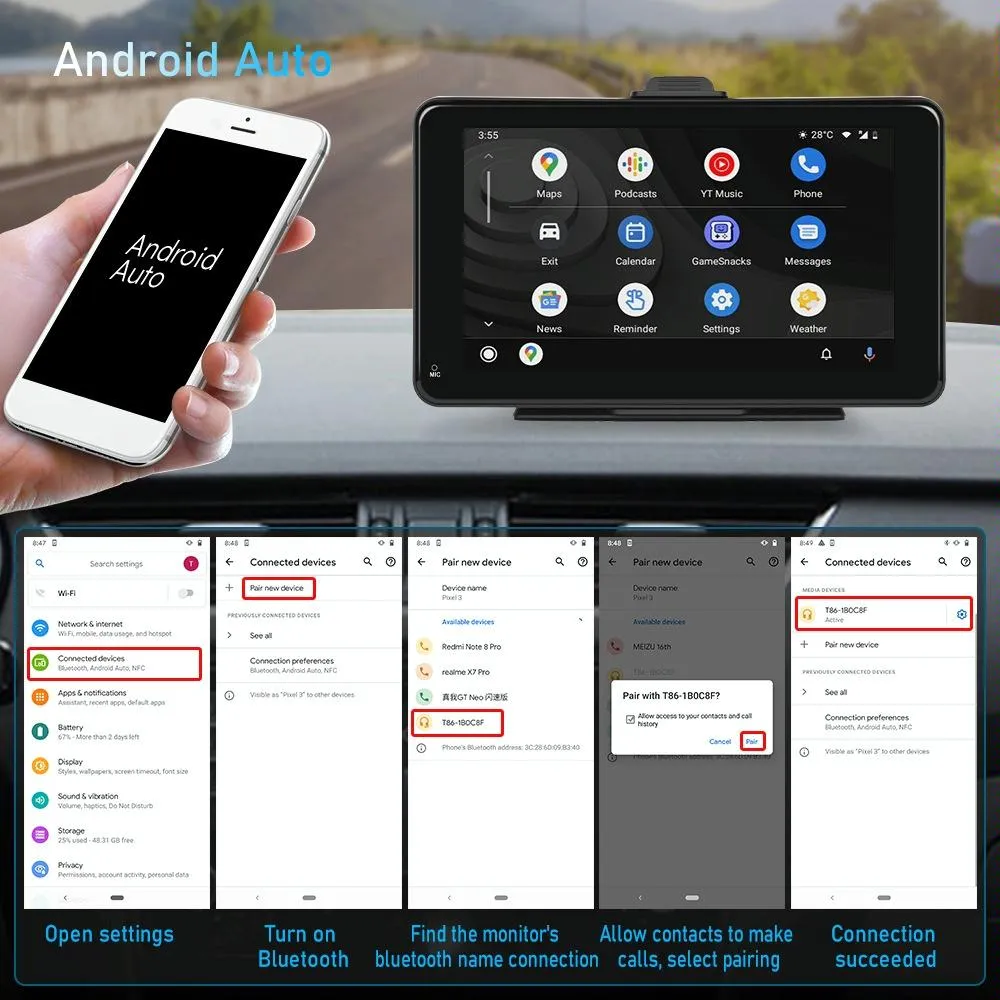 7 Inch Hd Smart Screen Carplay   Android Auto   Android - 32G