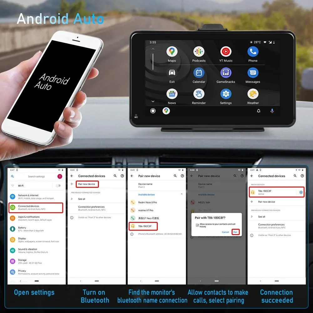 7 Inch Hd Smart Screen Carplay   Android Auto   Android - 64Gb