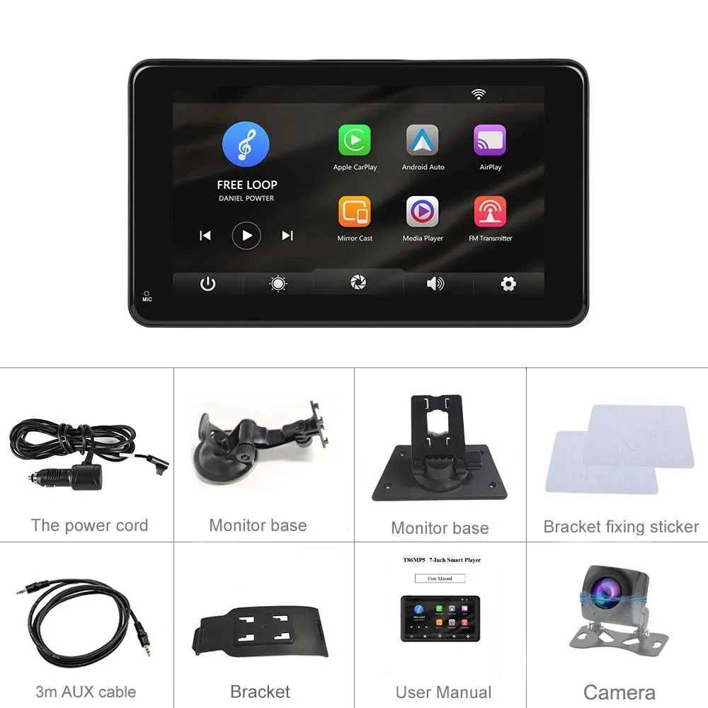 7 Inch Hd Smart Screen With Wireless Carplay & Android Auto   Camera
