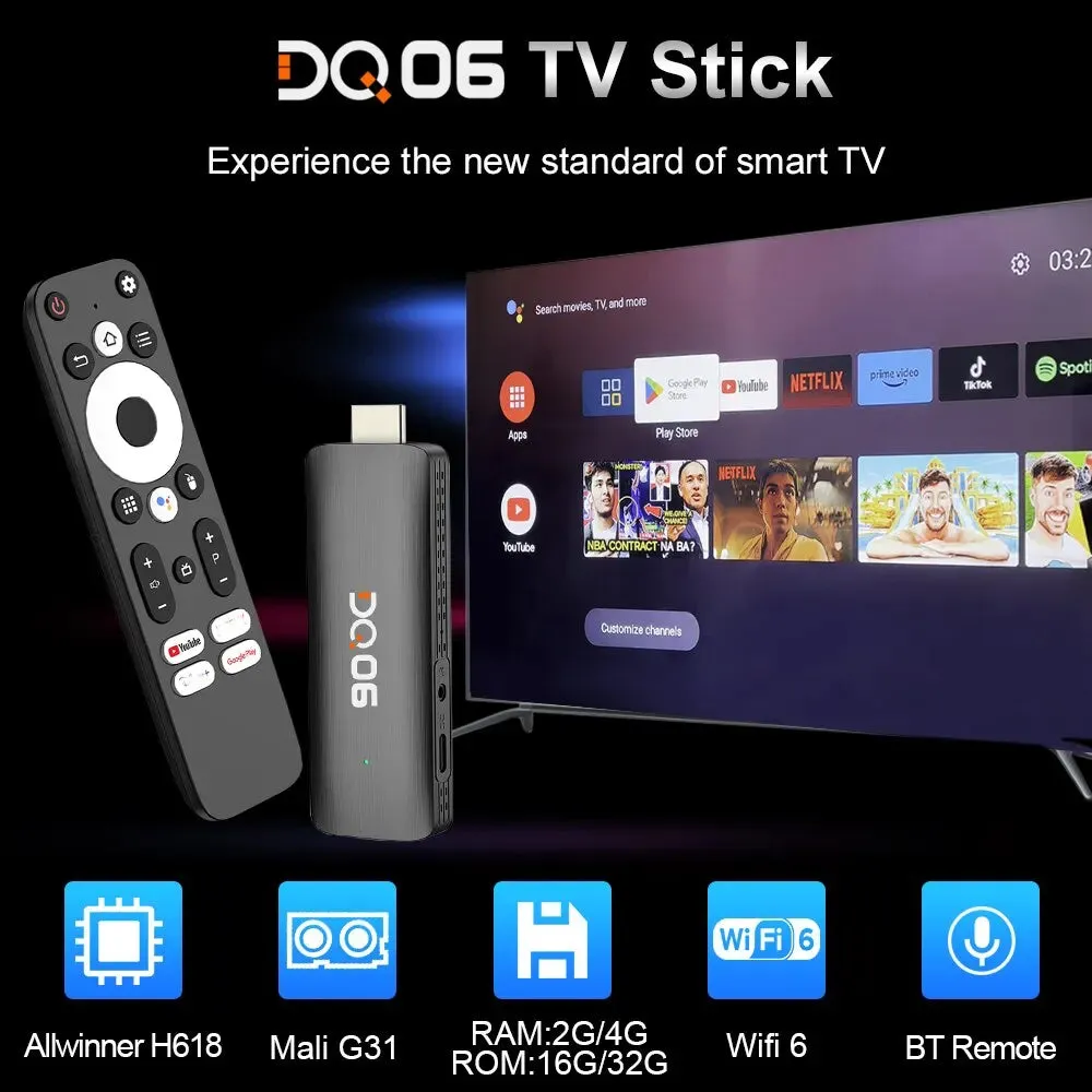 Android12 Atv Stick with 8k Video Wifi6 Bt