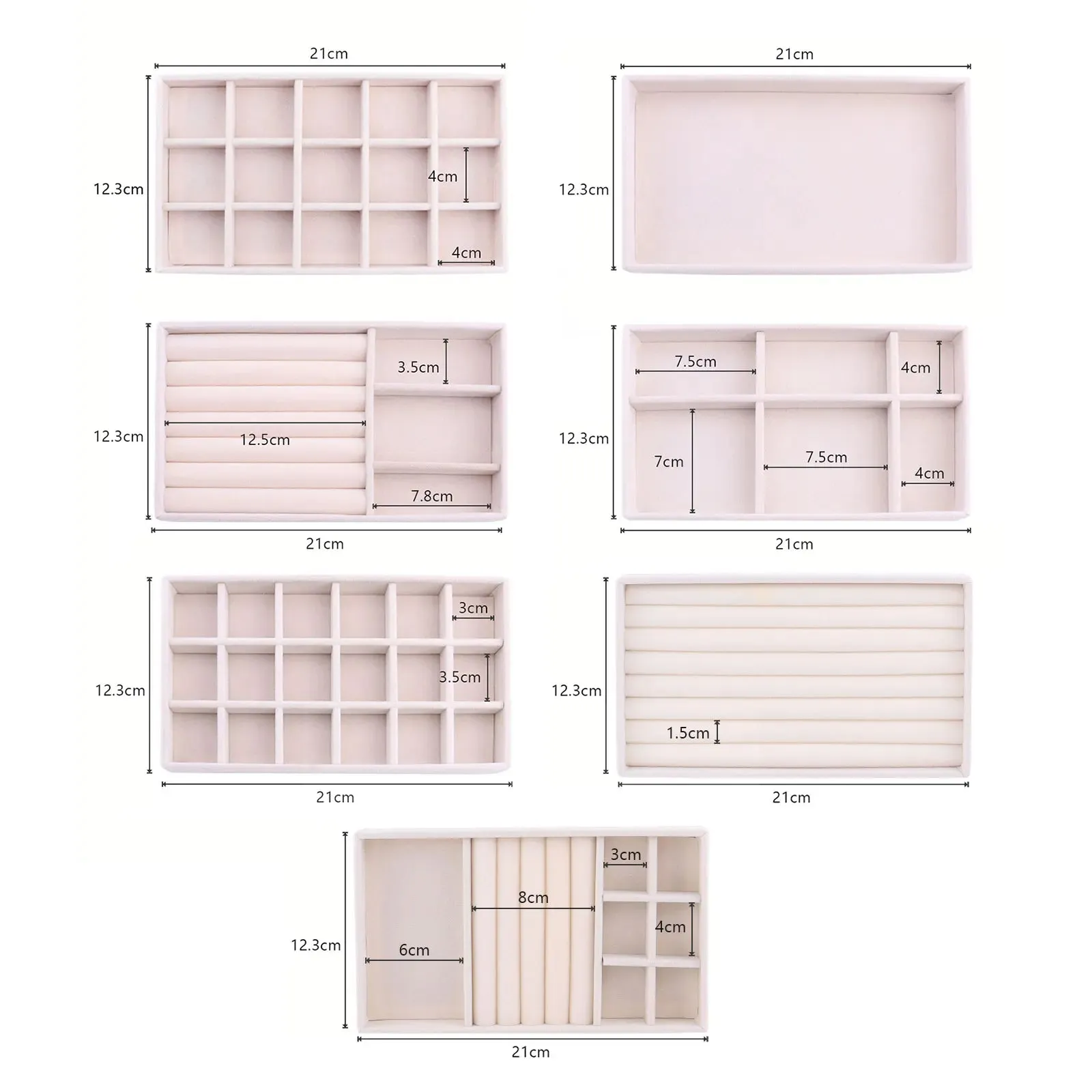 Anyhouz Jewelry Storage Beige Design D Display Tray Drawer Storage Jewellery Holder For Ring Earrings Necklace Bracelet