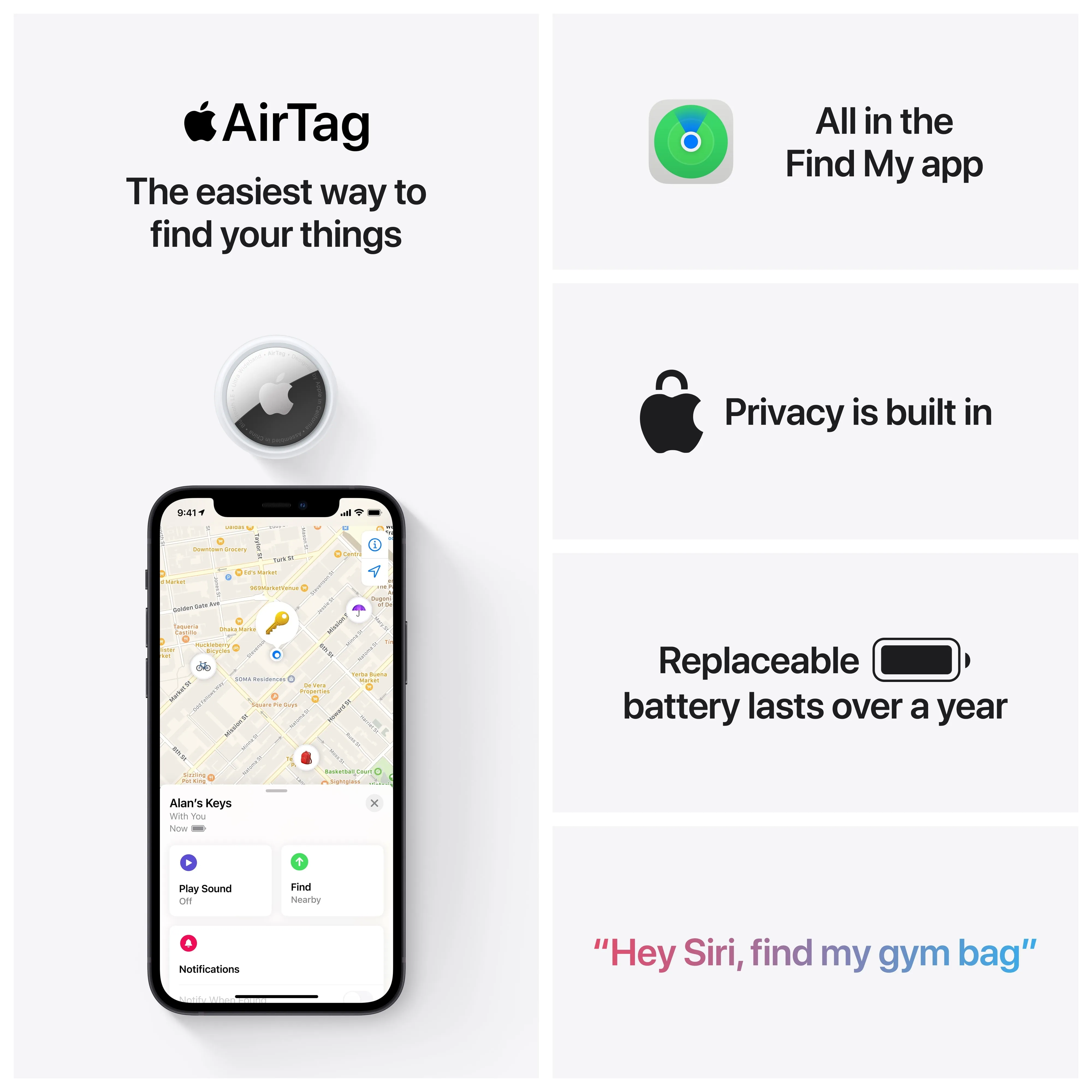 Apple AirTag - 4 Pack, Item Tracker with Apple Find My