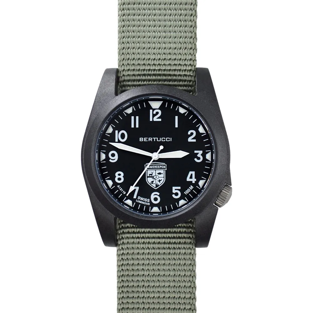 Bertucci Gamekeeper Unisex Defender Drab Nylon Band Black Quartz Dial Watch - 13368