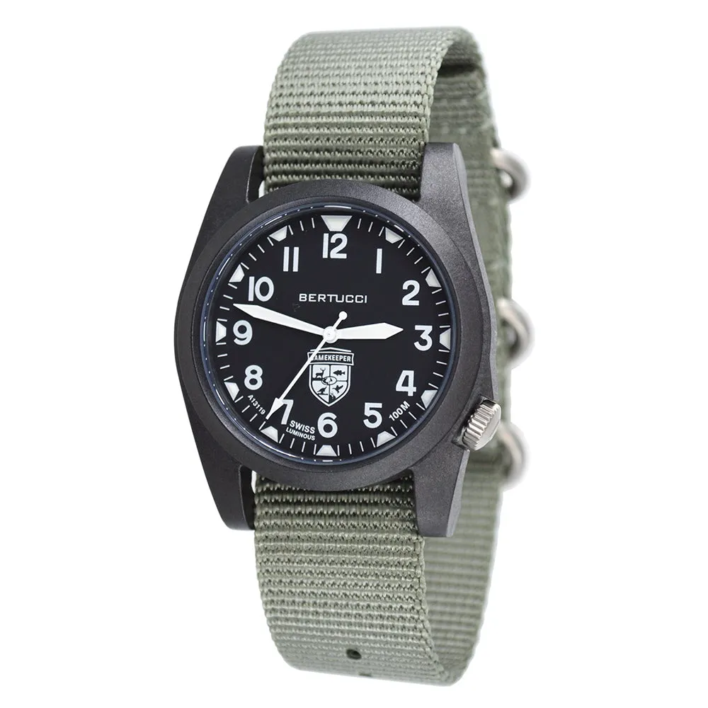 Bertucci Gamekeeper Unisex Defender Drab Nylon Band Black Quartz Dial Watch - 13368