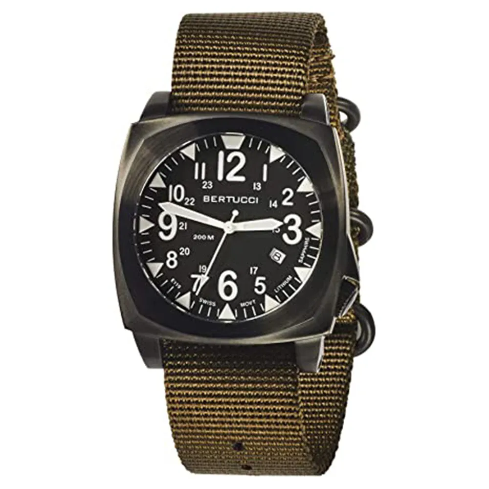 Bertucci Mens Ballista Black Defender Olive Domed Sapphire Watch - 13601