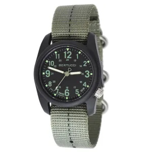 Bertucci Mens DX3 Plus Resin Case and Green Nylon Strap Black Watch - 11040