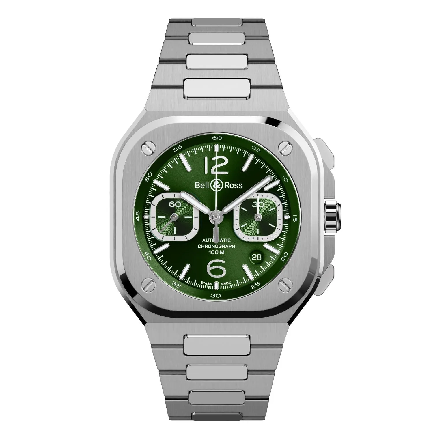 BR 05 CHRONO-GREEN, Steel Bracelet