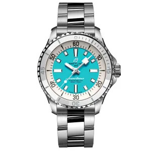 Breitling Superocean Automatic 36 Turquoise Dial Stainless Steel Bracelet Watch 36mm - A17377211C1A1