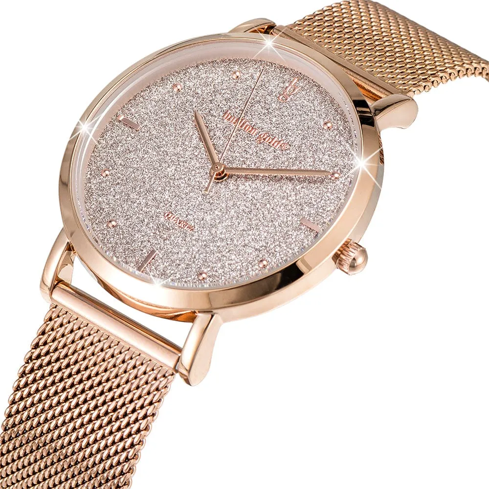 Bullion Gold Seamless Dial Watch - Rose Gold and White
