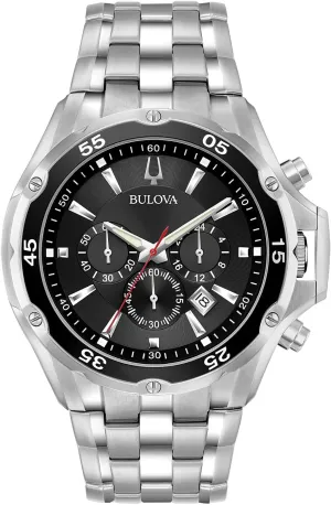 Bulova Men's Classic Sport Stainless Steel 6-Hand Chronograph Quartz Watch