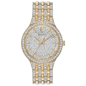 Bulova Men's Silver Dial Gold Stainless Steel Band Quartz Watch - 98A229