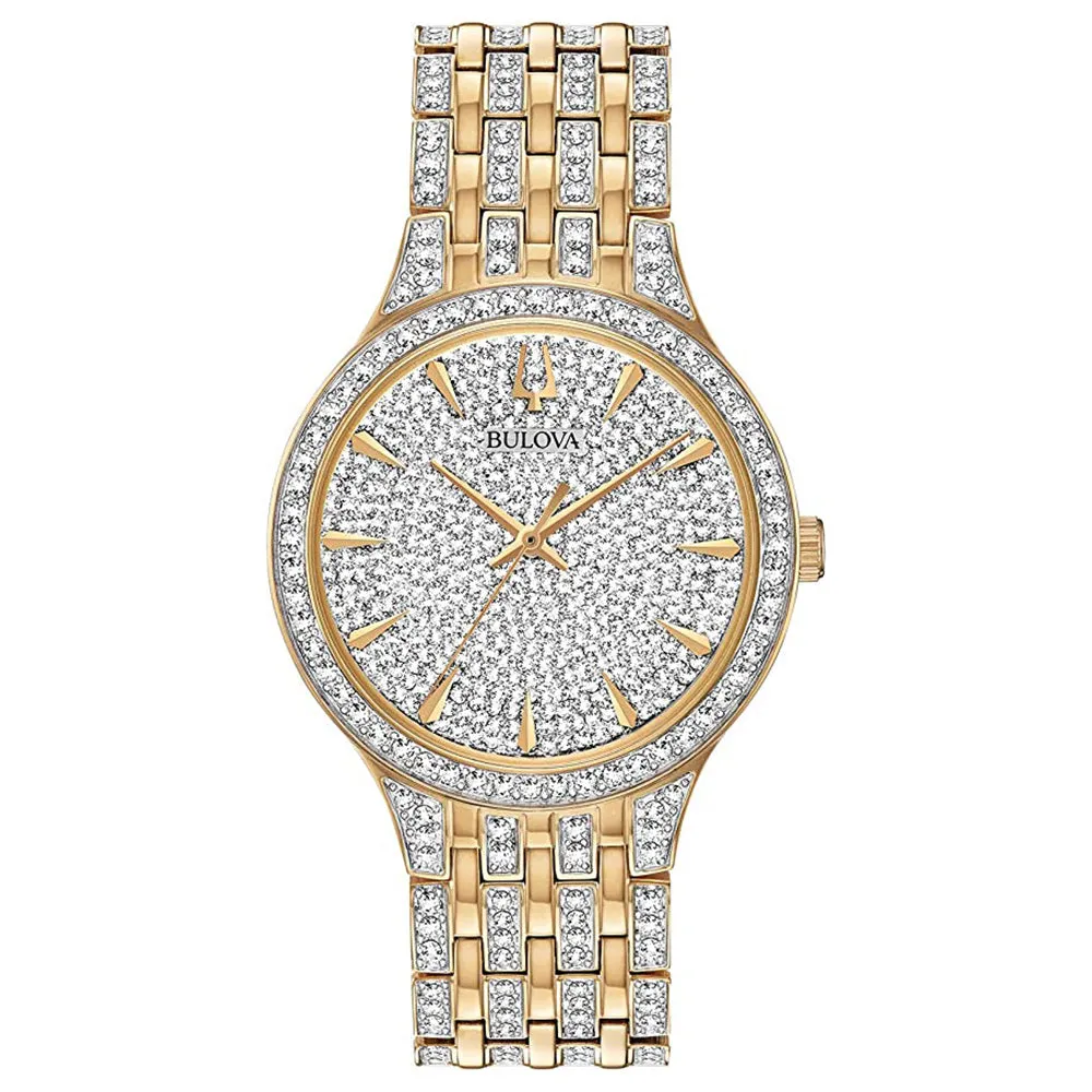 Bulova Men's Silver Dial Gold Stainless Steel Band Quartz Watch - 98A229
