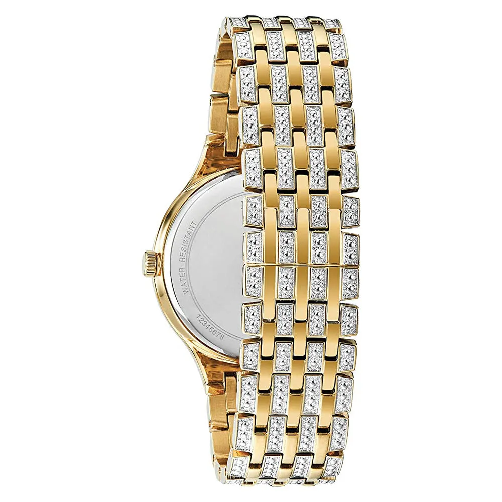 Bulova Men's Silver Dial Gold Stainless Steel Band Quartz Watch - 98A229