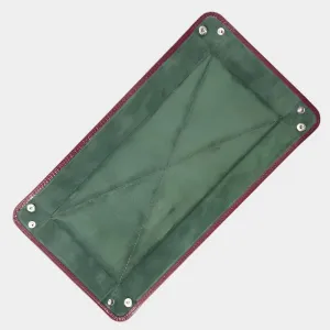 Burgundy Leather & Green Suede Large Travel Tray