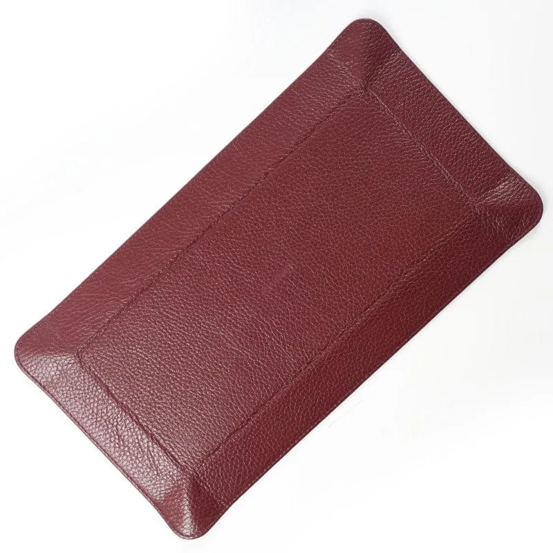 Burgundy Leather & Green Suede Large Travel Tray