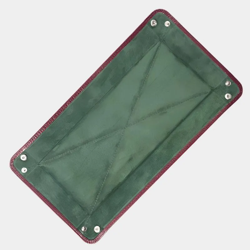 Burgundy Leather & Green Suede Large Travel Tray