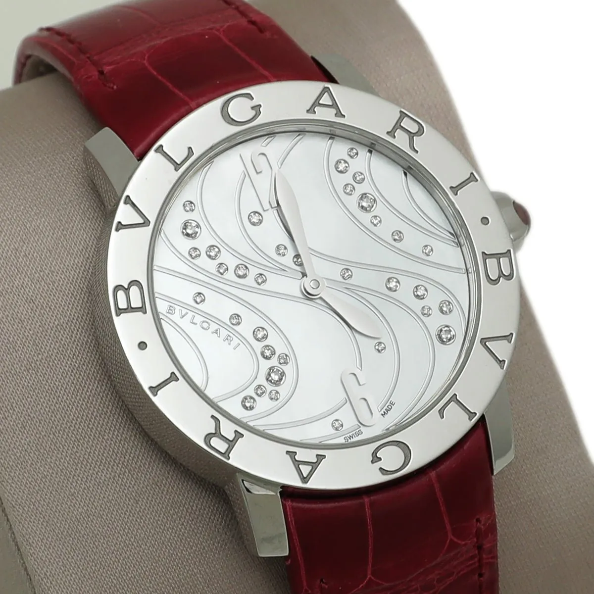 Bvlgari Bvlgari Burgundy Steel Diamond Watch