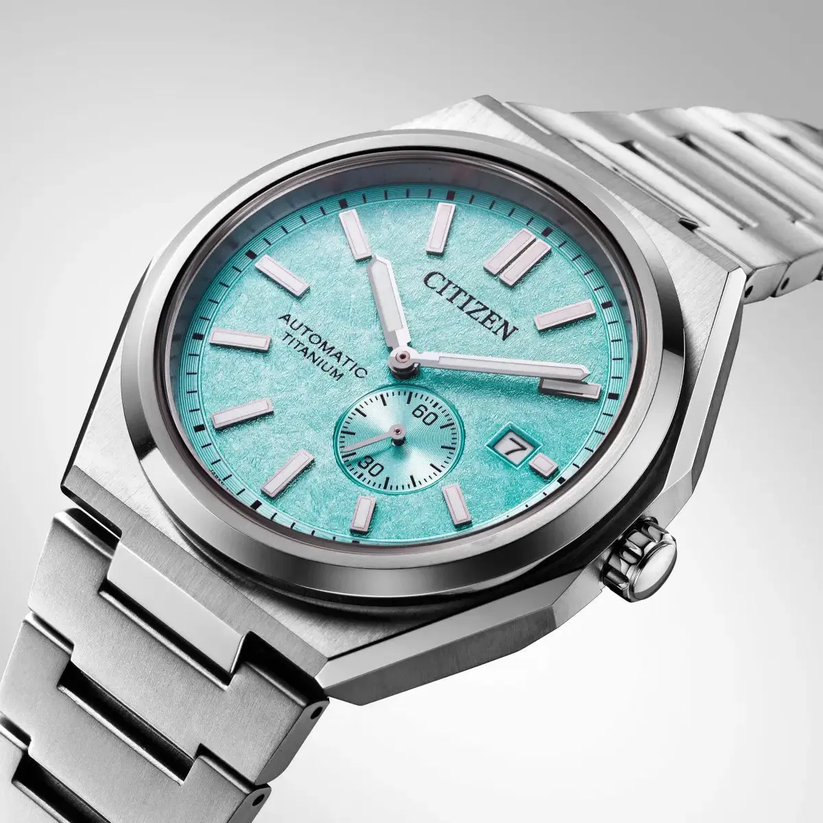 Citizen Automatic Mens Zenshin Textured Light Blue Super Titanium™ Watch