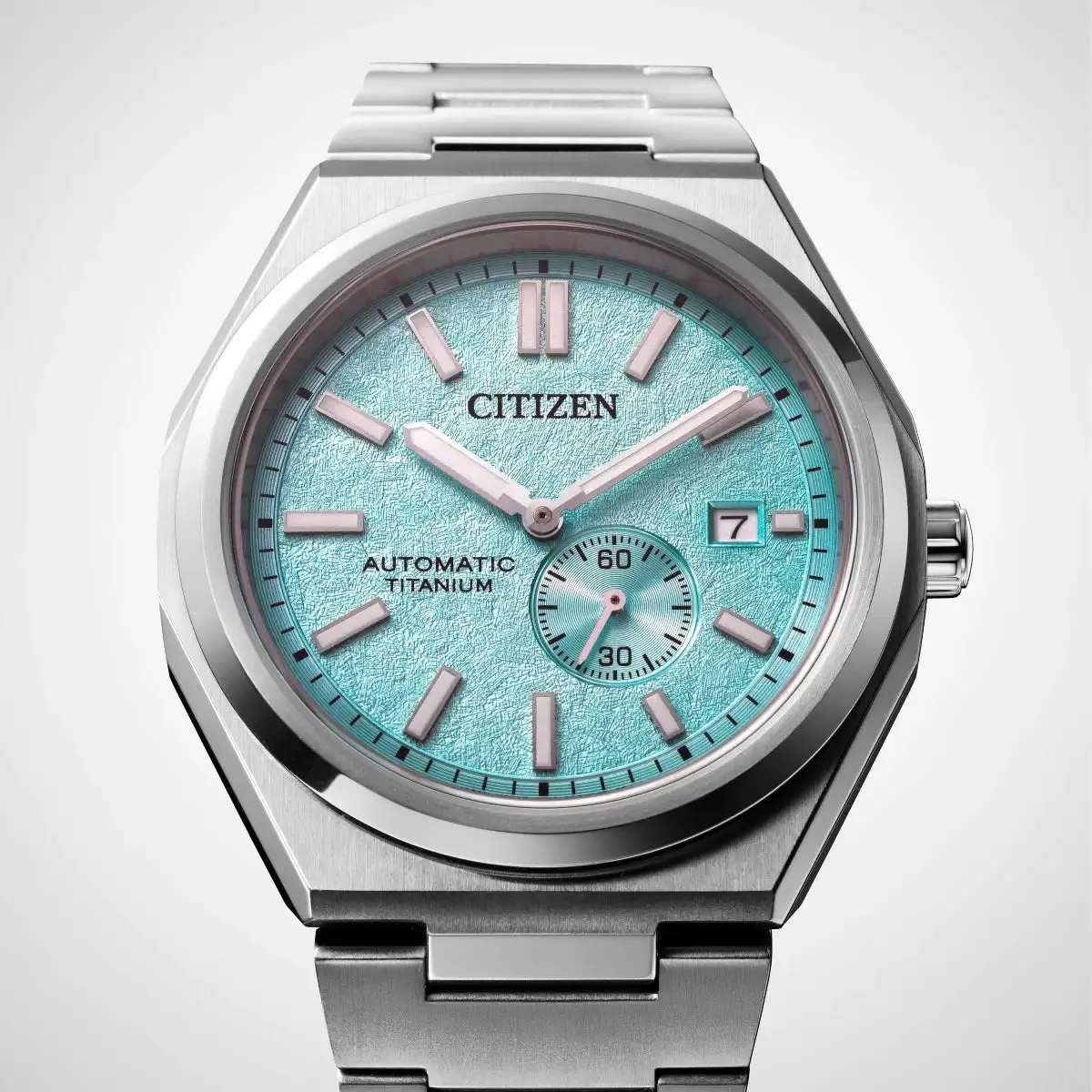 Citizen Automatic Mens Zenshin Textured Light Blue Super Titanium™ Watch