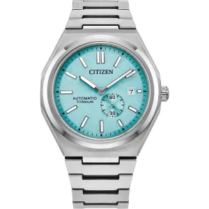 Citizen Automatic Mens Zenshin Textured Light Blue Super Titanium™ Watch