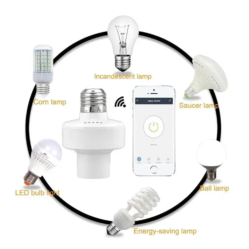 CORUI WiFi Smart Light Bulb Adapter E27/E26  Voice Control with Alexa & Google Home, Works with Tuya/Smart Life App