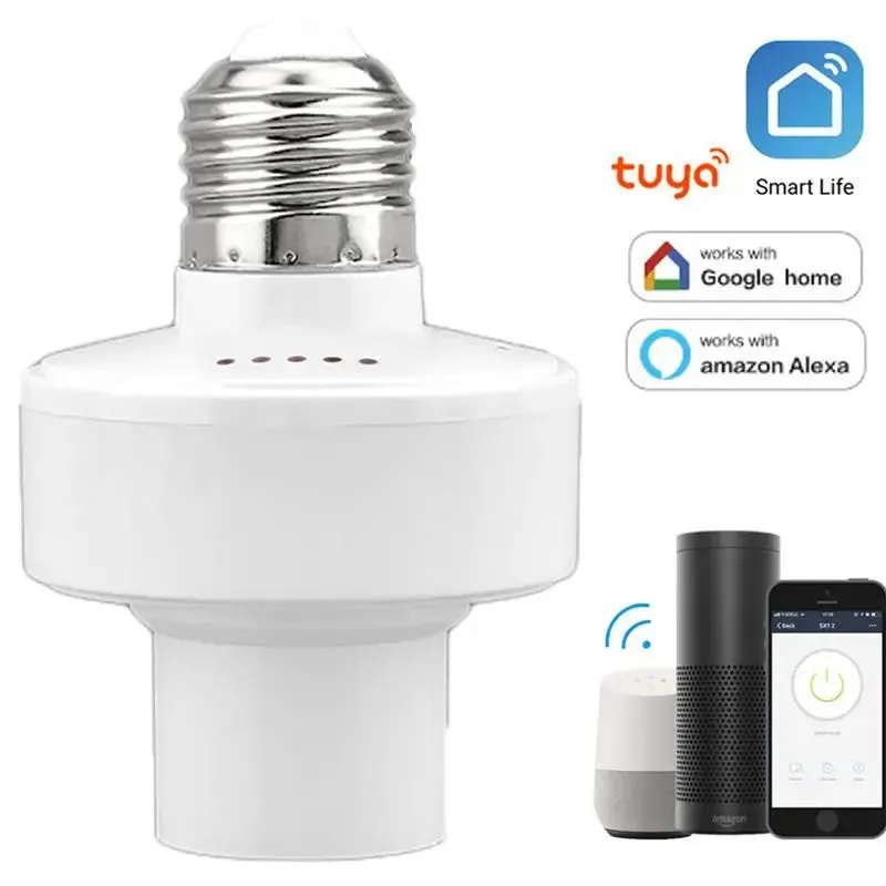 CORUI WiFi Smart Light Bulb Adapter E27/E26  Voice Control with Alexa & Google Home, Works with Tuya/Smart Life App