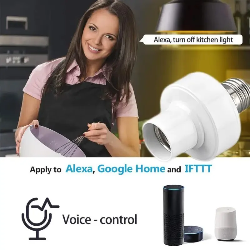 CORUI WiFi Smart Light Bulb Adapter E27/E26  Voice Control with Alexa & Google Home, Works with Tuya/Smart Life App