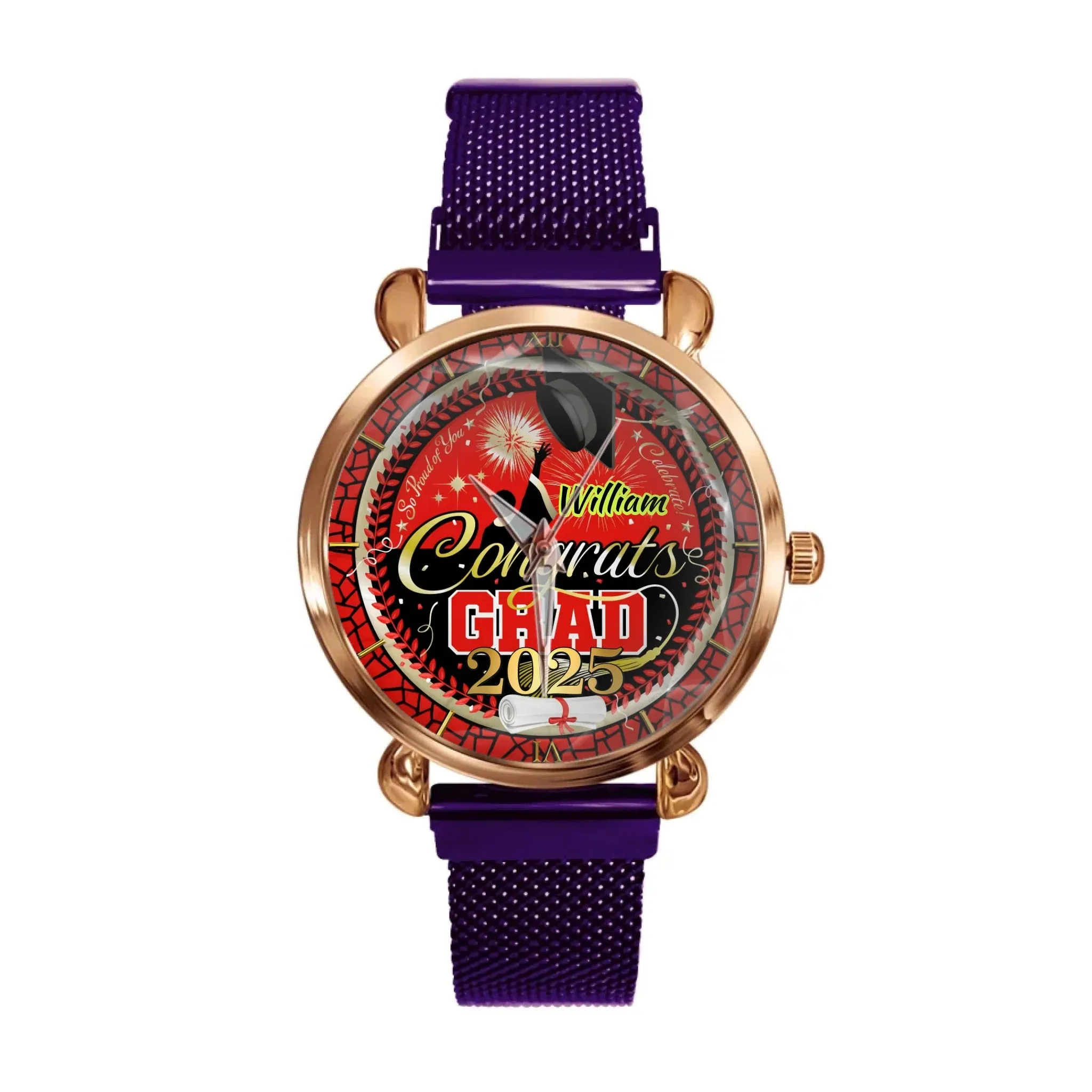 Custom Graduation Watch - Personalized Congrats Grad Gift with Name, Perfect for Graduation Celebration & Keepsake