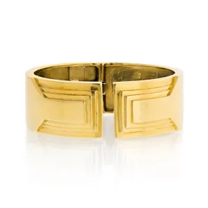 David Webb 18K Gold Geometric Hinge Cuff Bracelet ASC5493