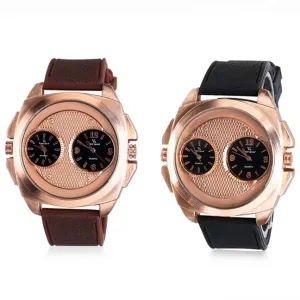 Double movement watches men double time zone outdoor sports watch silicone watchband
