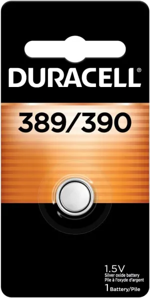 Duracell 389/390 Silver Oxide Button Battery, 1 Count Pack, 389/390 1.5 Volt Battery, Long-Lasting for Watches, Medical Devices, Calculators, and More