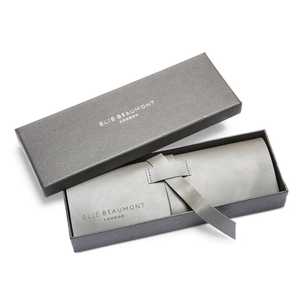 Elie Beaumont Large Oxford Watch | Black Dial and Stone Strap