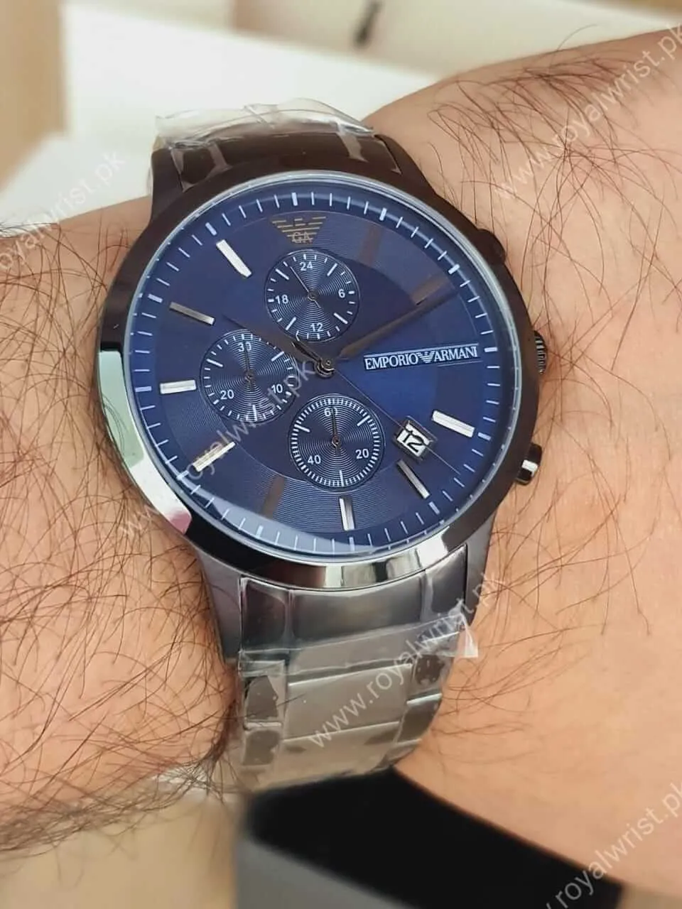 Emporio Armani Men’s Analogue Quartz Stainless Steel Blue Dial 43mm Watch AR11215
