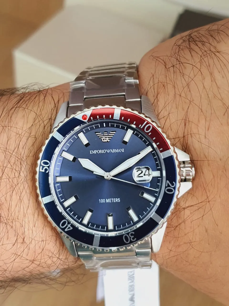 Emporio Armani Men’s Quartz Stainless Steel Blue Dial 42mm Watch AR11339