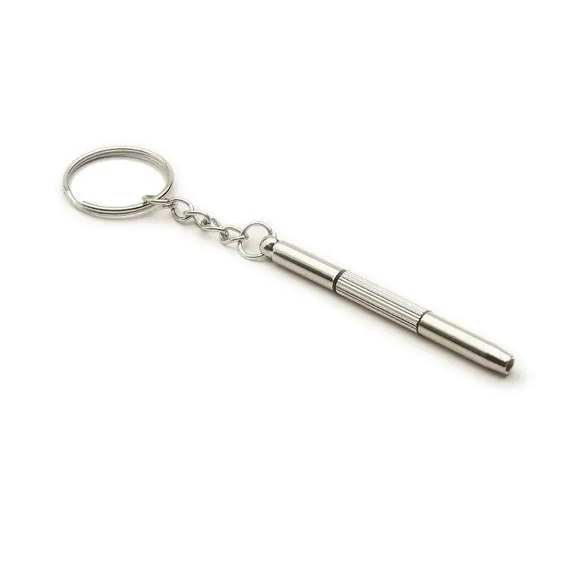Eyeglasses Screwdriver, 3-in-1 Tool (Flat, Cross, Star Nut), Stainless Steel, Compact & Portable, Keychain Attachment