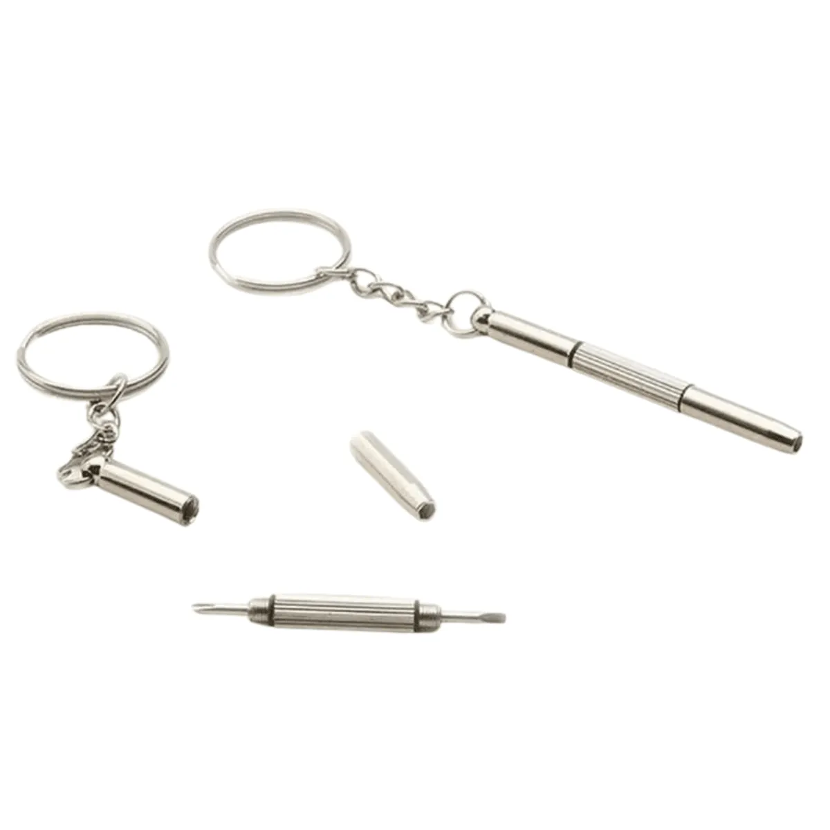 Eyeglasses Screwdriver, 3-in-1 Tool (Flat, Cross, Star Nut), Stainless Steel, Compact & Portable, Keychain Attachment