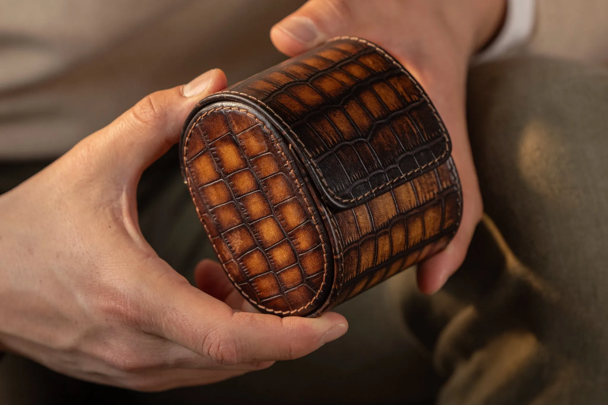 Galata - CP Patina Java Brown Watch Roll For 1 Watch