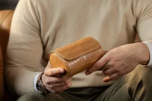 Galata Watch Roll - Alligator Mustard For 2 Watches