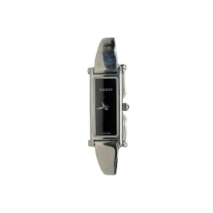 GUCCI 1500L BLACK FACE QUARTZ WATCH - SILVER