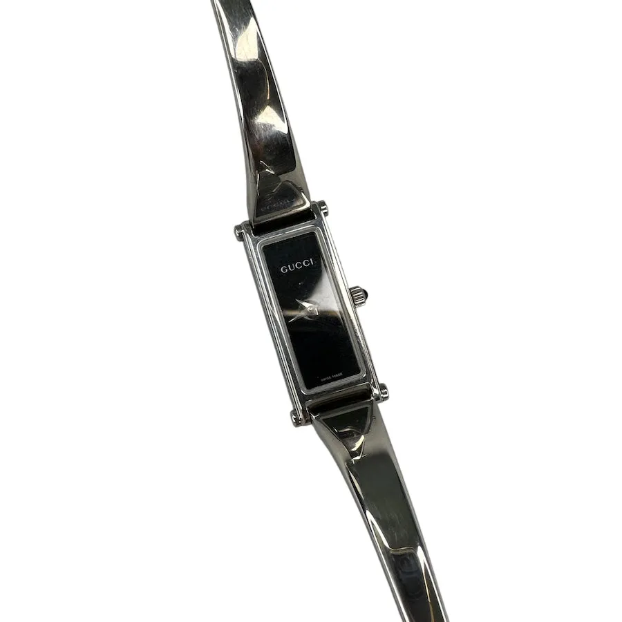 GUCCI 1500L BLACK FACE QUARTZ WATCH - SILVER